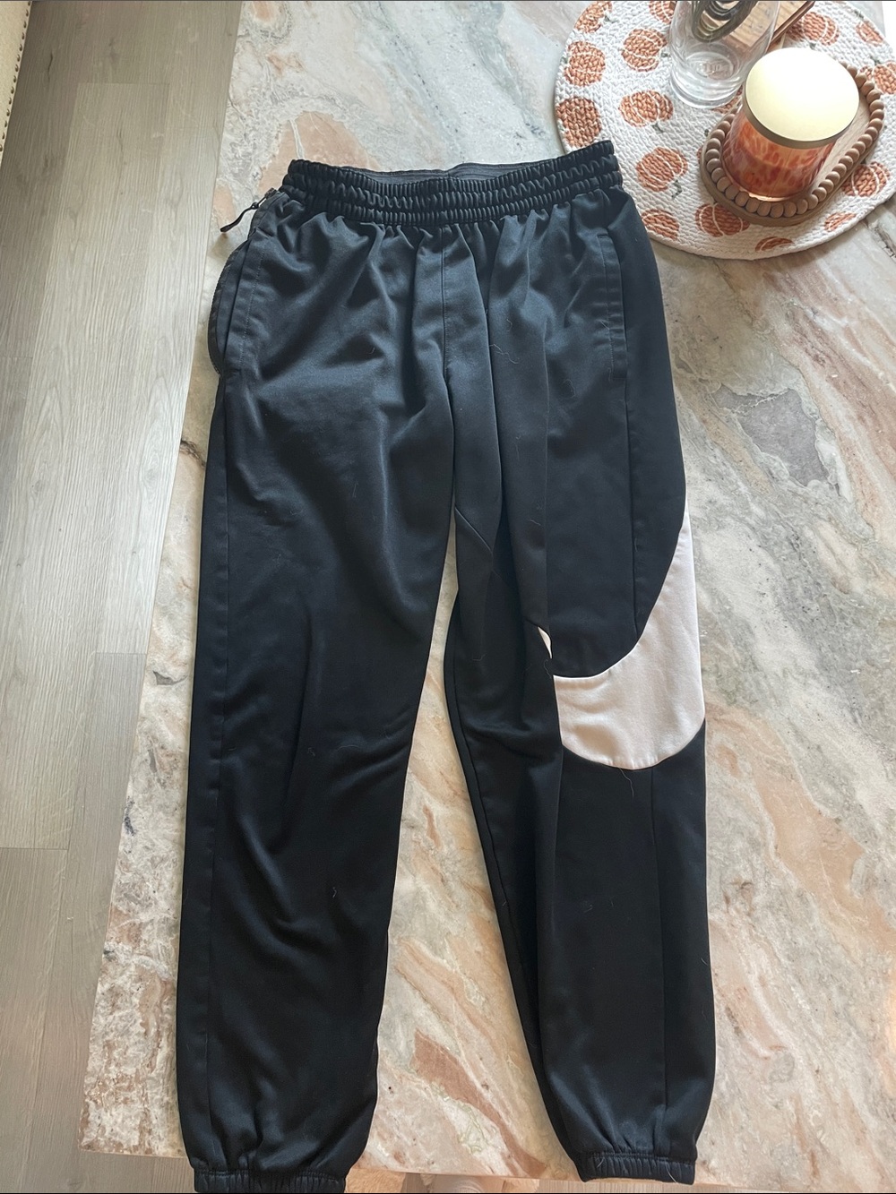 Nike Black Joggers with White Swoosh Panel